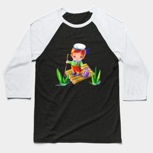 little cartoon boy sailor on a raft Baseball T-Shirt